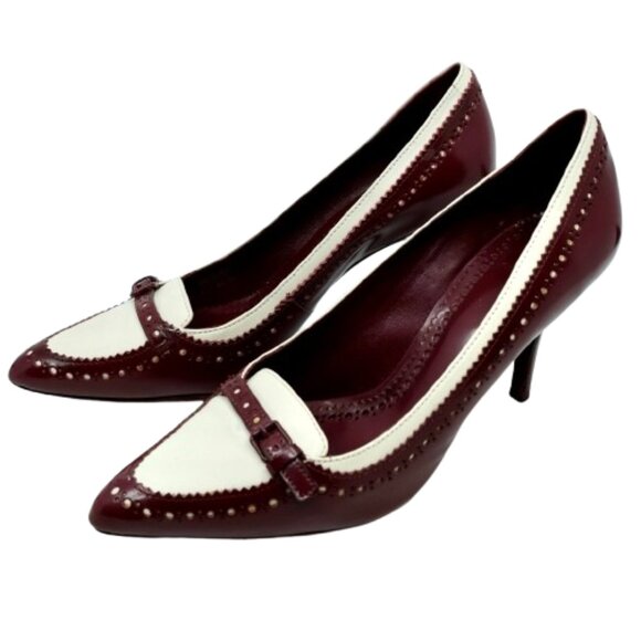 TORY BURCH~Darlene 85MM Pump~EQUESTRIAN CALF SKIN HEELED SHOES SIZE 9 - Picture 1 of 7
